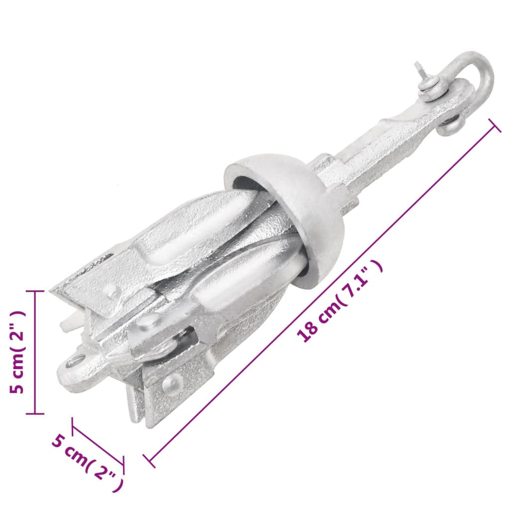 Taitettava ankkuri hopea 0,7 kg kuumasinkitty valurauta