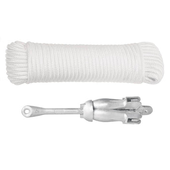 Fällbar ankare med rep, silver, 2,5 kg, smidesjärn
