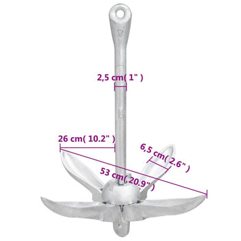 Fällbart förankring, silver, 8 kg, varmförzinkat gjutjärn