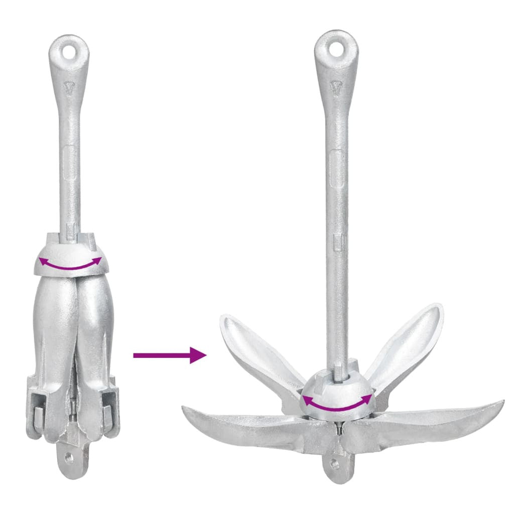 Taitettava ankkuri hopea 4 kg kuumasinkitty valurauta