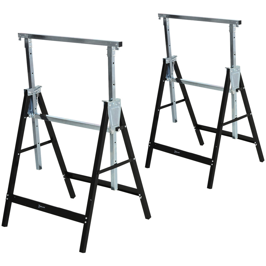Telinepukki 2 kpl kevyt, PP-jalkasuojat, korkeus 80–130 cm, kantavuus 200 kg, 68 x 56 cm, musta