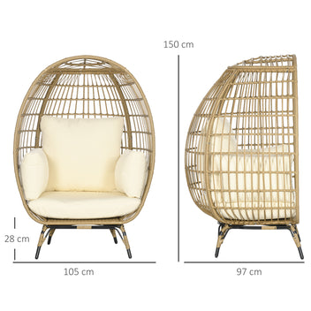 Syvä korituoli rottinkikuviolla ja pehmeillä tyynyillä, khaki/beige