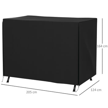 Vedenpitävä suojapeite isolle puutarhakeinulle, 600D Oxford, 205 x 124 x 164 cm, musta