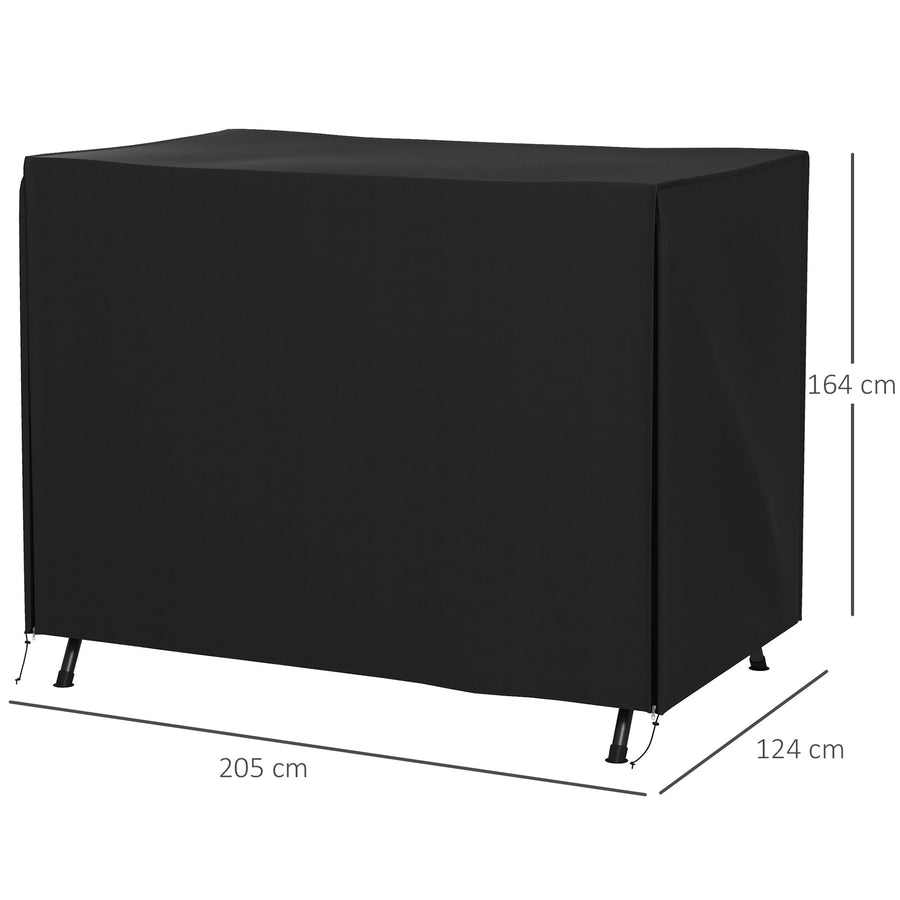 Vedenpitävä suojapeite isolle puutarhakeinulle, 600D Oxford, 205 x 124 x 164 cm, musta