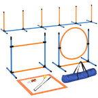 Koiran agility-setti 7 osaa: este, rengas, pujottelu, pysähdysruutu, pallot ja pilli, oranssi
