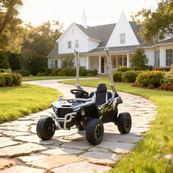 Lasten sähkömaastoauto Kawasaki Teryx KRX 1000, 12V, kaukosäädin, LED ja musiikki, harmaa