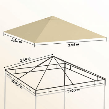 Paksu varakatto 3 x 3 m paviljonkiin, Oxford 370 g/m², UPF30+, beige