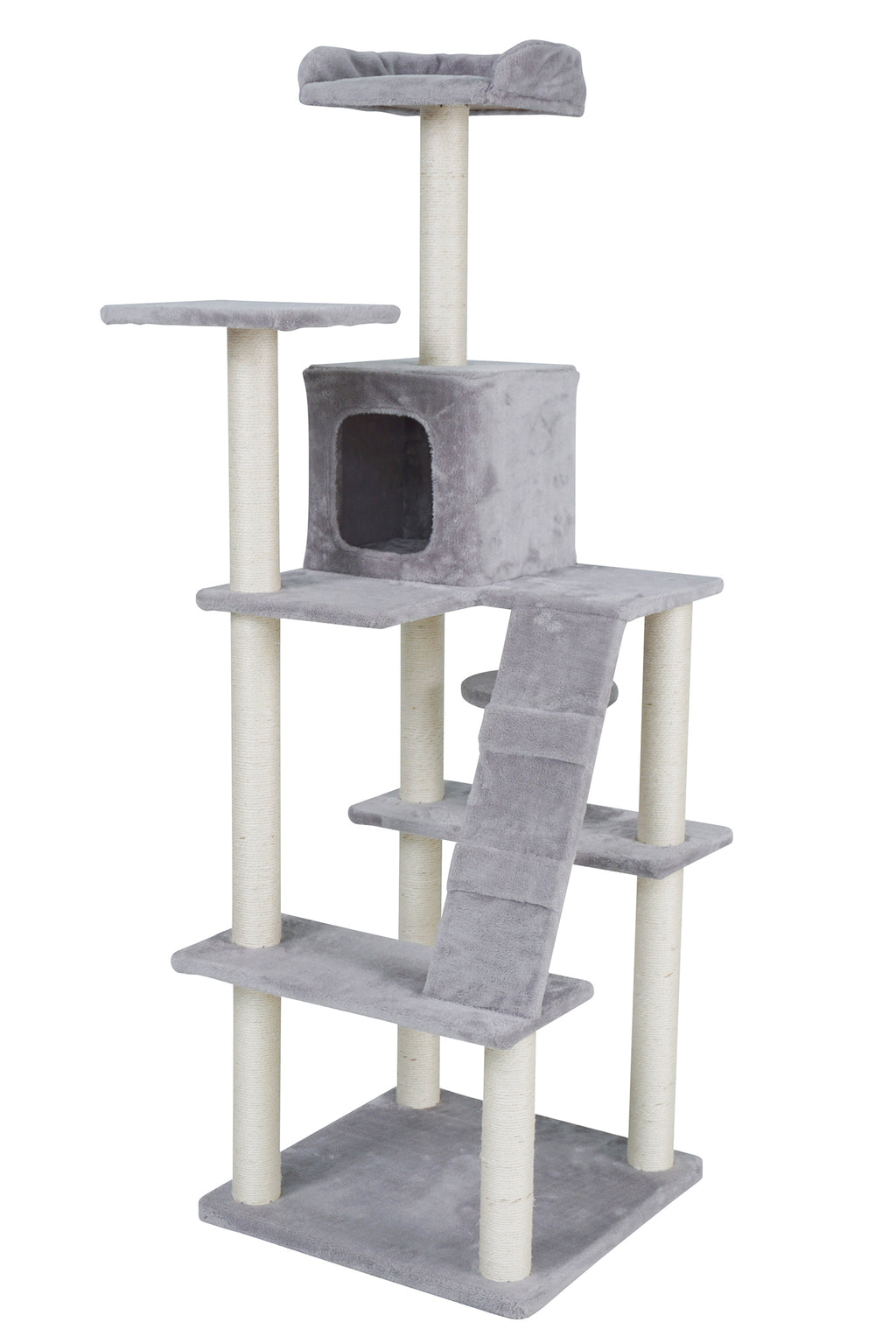 Pohjolan Lemmikkitarvike Kissan raapimis-/kiipeilypuu 170cm, vaalean harmaa