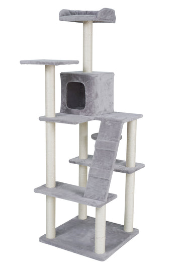 Kattklösbräda 170 cm – 55 x 55 cm botten, 3,4 mm sisal, ljusgrå