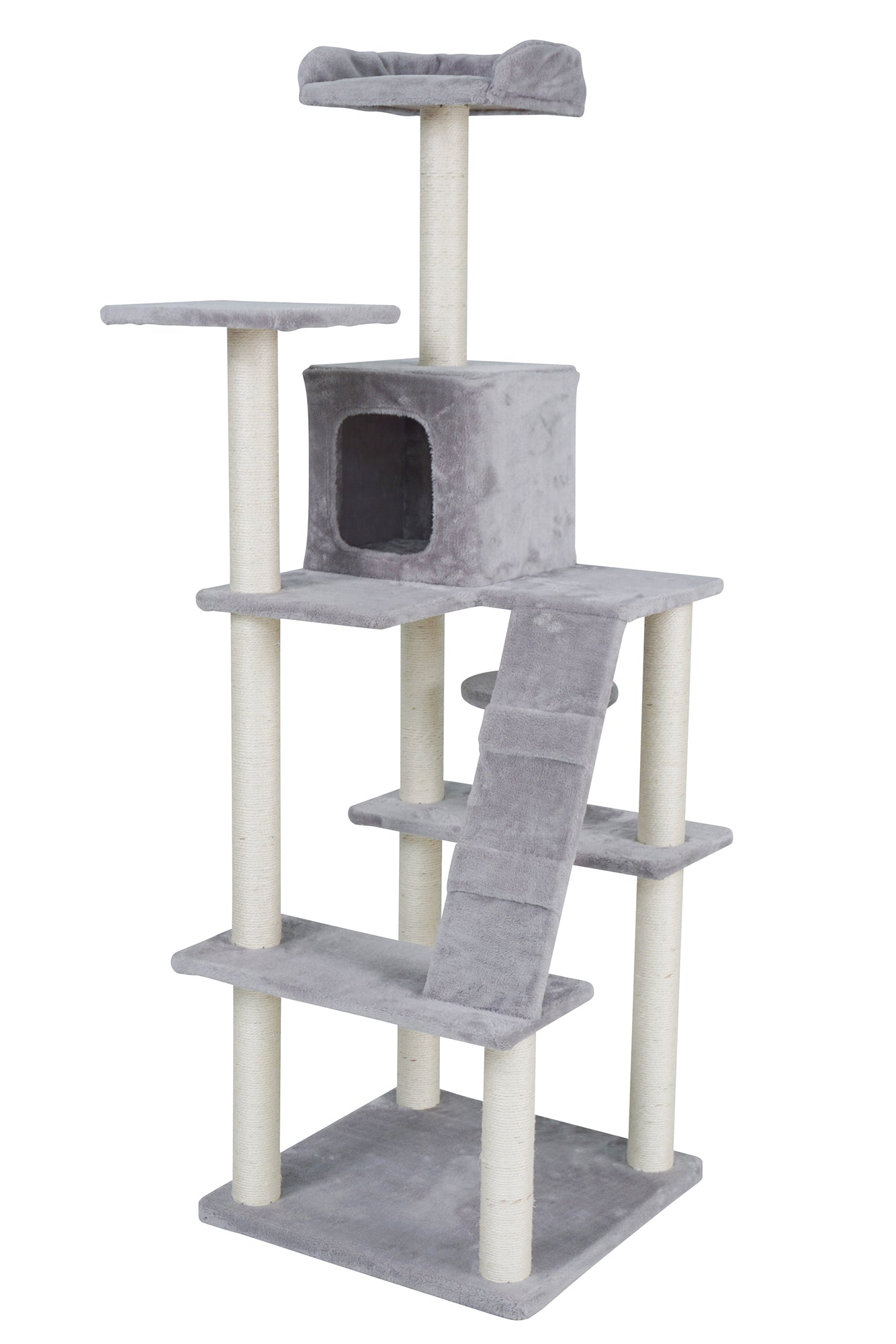 Pohjolan Lemmikkitarvike Kissan raapimis-/kiipeilypuu 170cm, vaalean harmaa