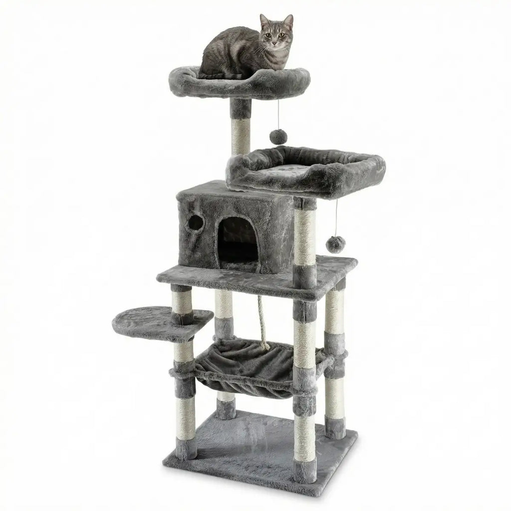 Pohjolan Lemmikkitarvike Kissan kiipeily-/raapimispuu 143 cm, vaalean harmaa