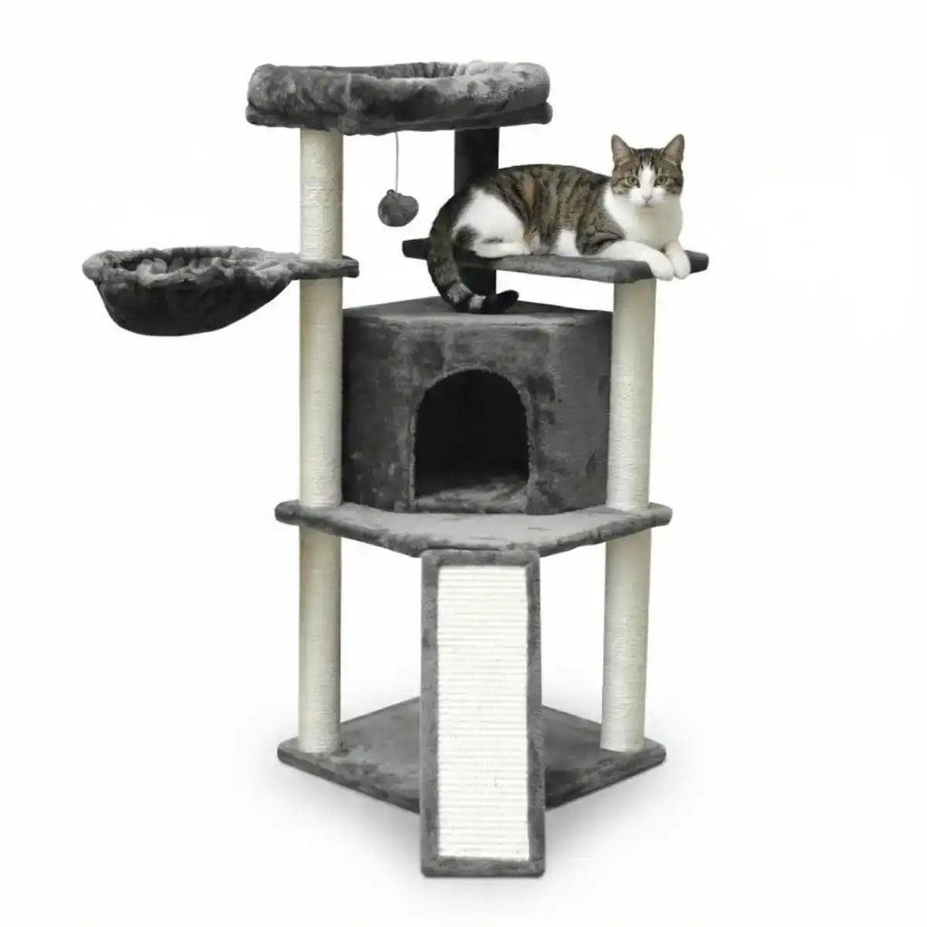 Pohjolan Lemmikkitarvike Kissan kiipeily-/raapimispuu 106 cm, Vaalean Harmaa