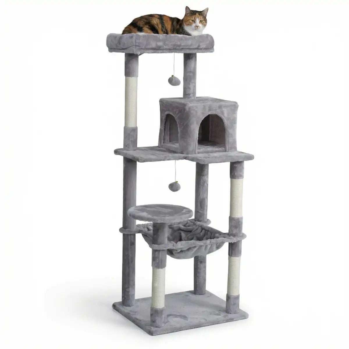 Pohjolan Lemmikkitarvike Kissan kiipeily-/raapimispuu 143 cm, Vaalea Harmaa