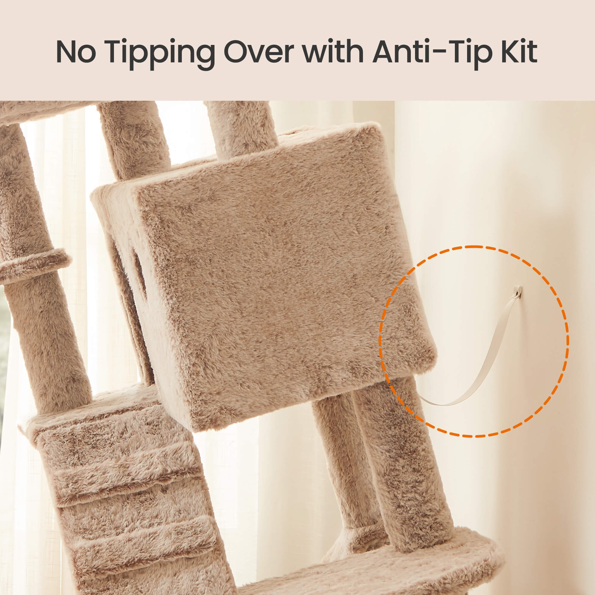 Feandrea raapimapuu pehmeällä päällisellä suurille kissoille, ombre-ruskea ja valkoinen