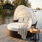 Polyrottinki aurinkovuode 165 cm – 10 cm pehmuste, teräsrunko, ruskea/beige