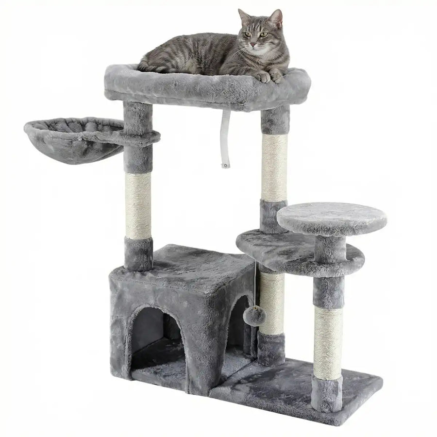 Kattklätterträd 83 cm – grotta, 3 klättryta, 65 x 30 cm