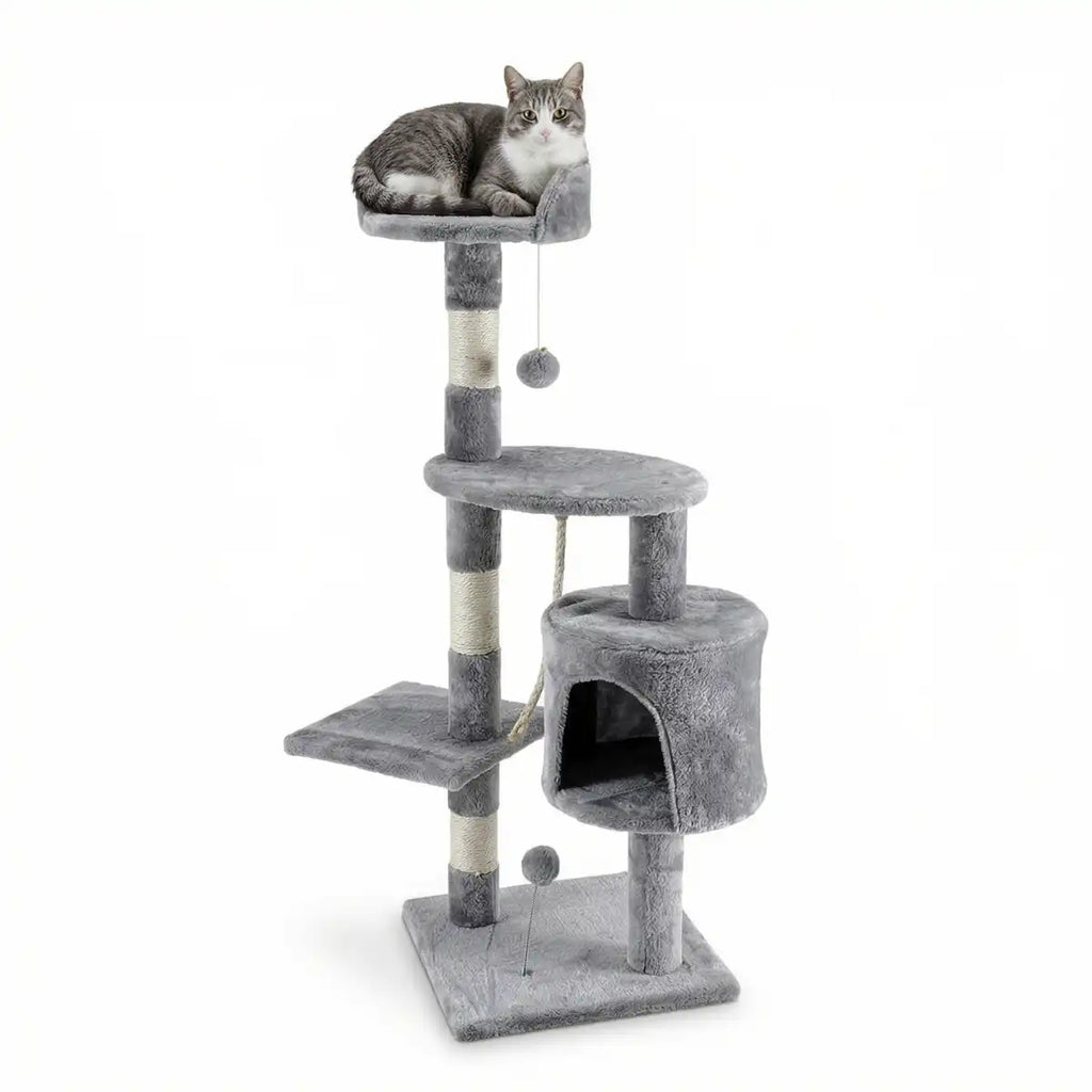 Pohjolan Lemmikkitarvike Kissan raapimis-/kiipeilypuu 112 cm, vaalean harmaa