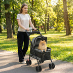 Koiran rattaat täysverkkokopalla, tyyny ja mukiteline, 360° pyörät, pienille koirille 10 kg asti, harmaa