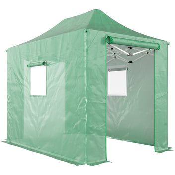 Taittuva pop-up-kasvihuone harjakatolla, 2,95 x 2 x 2,7 m, vihreä