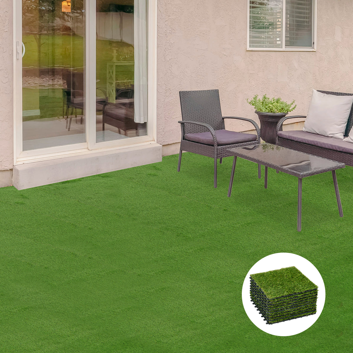 Tekonurmilaatat, 10 kpl, 30 x 30 cm, nukka 25 mm, vihreä (6 500 kuitua/m²)