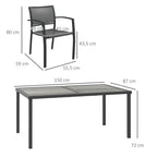 Ruokailuryhmä neljälle pinottavilla tuoleilla, 150 cm pöytä, harmaa