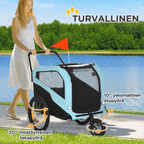 2-in-1 koiran pyöräkärry ja koiravaunut 30 kg, kokoontaitettava koiran kuljetuskärry, vaaleansininen