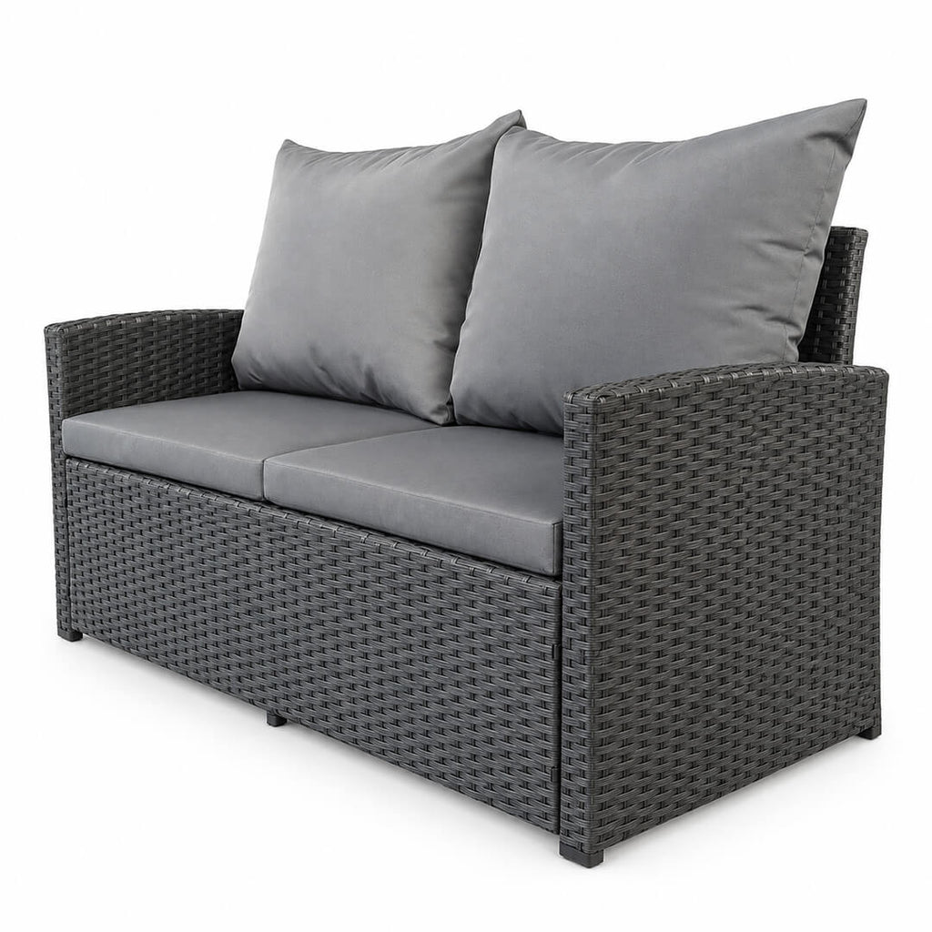 2-istuttava polyrottinkisohva 120 cm EMMI, Musta/harmaa