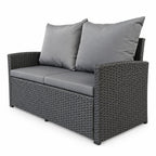 2-istuttava polyrottinkisohva 120 cm EMMI, Musta/harmaa