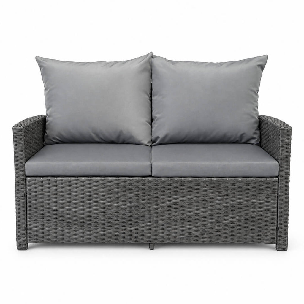 2-istuttava polyrottinkisohva 120 cm EMMI, Musta/harmaa