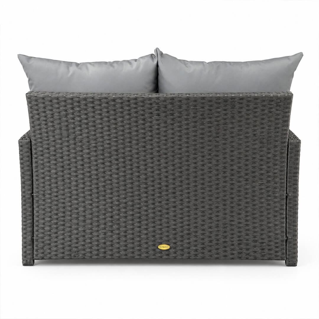 2-istuttava polyrottinkisohva 120 cm EMMI, Musta/harmaa