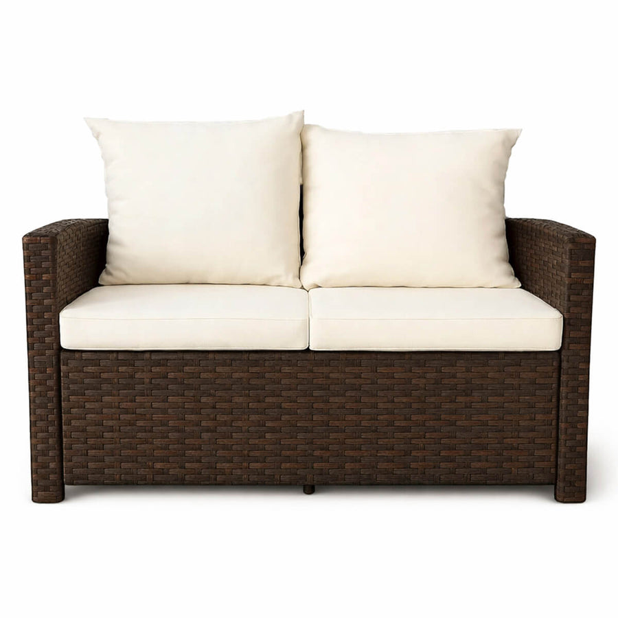 2-istuttava polyrottinkisohva 120 cm EMMI, Ruskea/beige