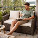 Lund & Leaf 2-sitsig soffa i konstrotting 120 cm EMMI, brun/beige