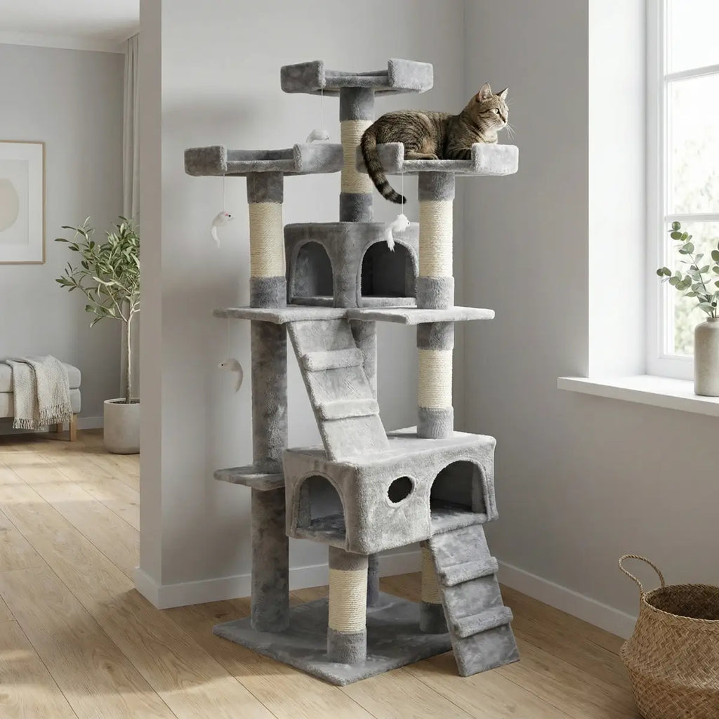 NordDjur Kattklätter-/klösstång 170 cm, ljusgrå