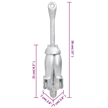 Taitettava ankkuri hopea 2,5 kg takorauta