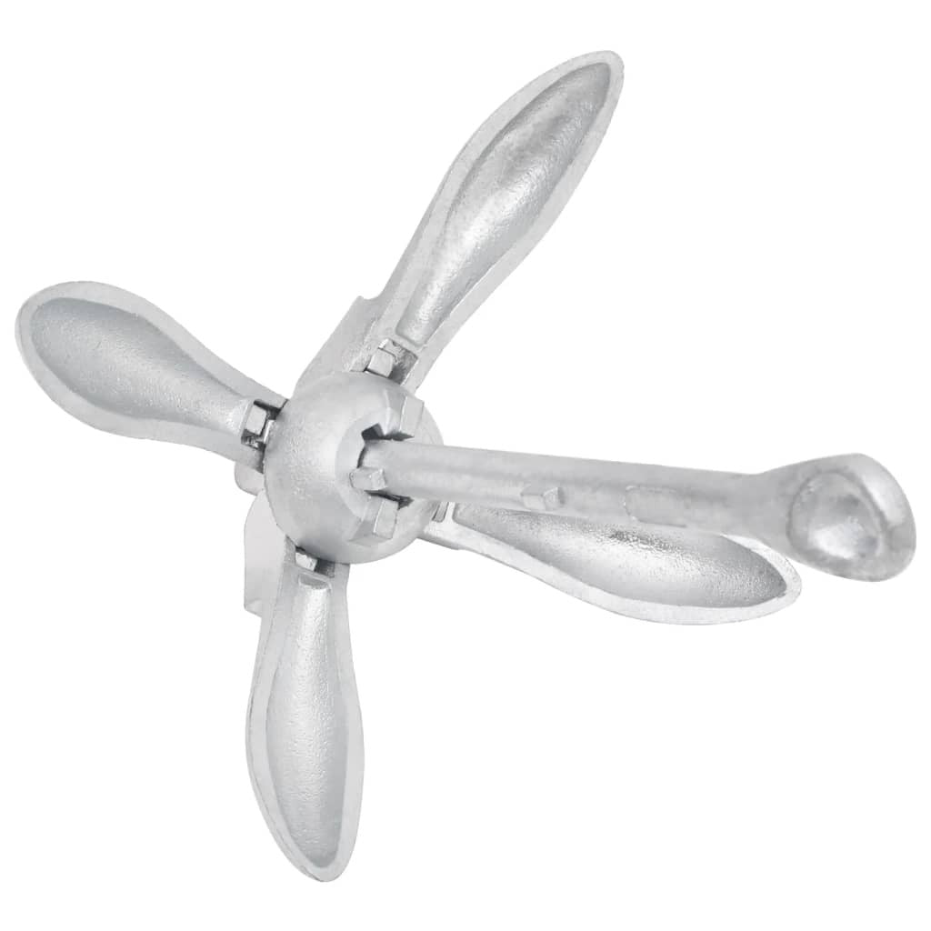 Fällbar ankare med rep, silver, 6 kg, varmförzinkat gjutjärn