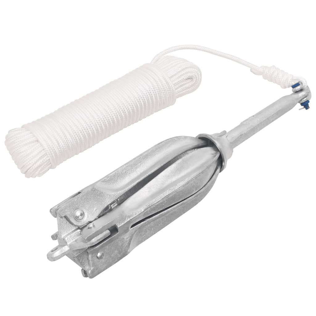 Taitettava ankkuri köydellä hopea 12 kg kuumasinkitty valurauta