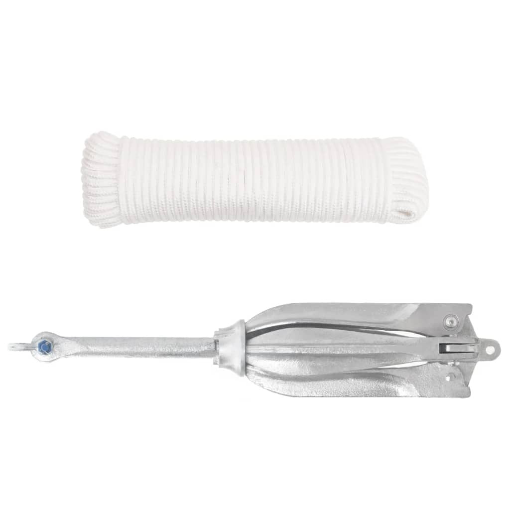 Taitettava ankkuri köydellä hopea 12 kg kuumasinkitty valurauta