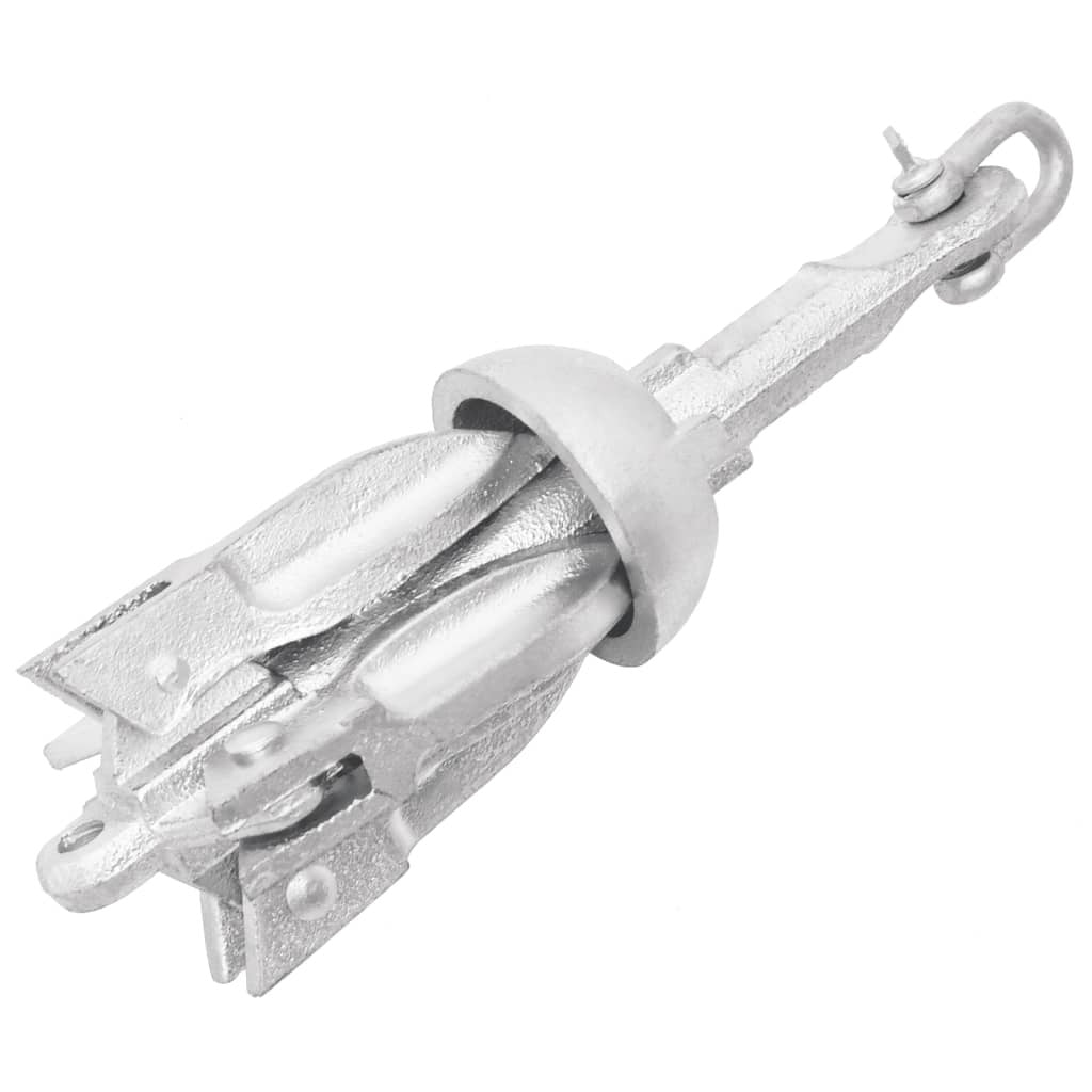 Fällbar ankare med rep, silver, 0,7 kg, varmförzinkat gjutjärn