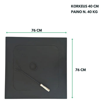 Utomhuseldstad 76 x 76 cm – lock, 2 mm stål, ca 40 kg