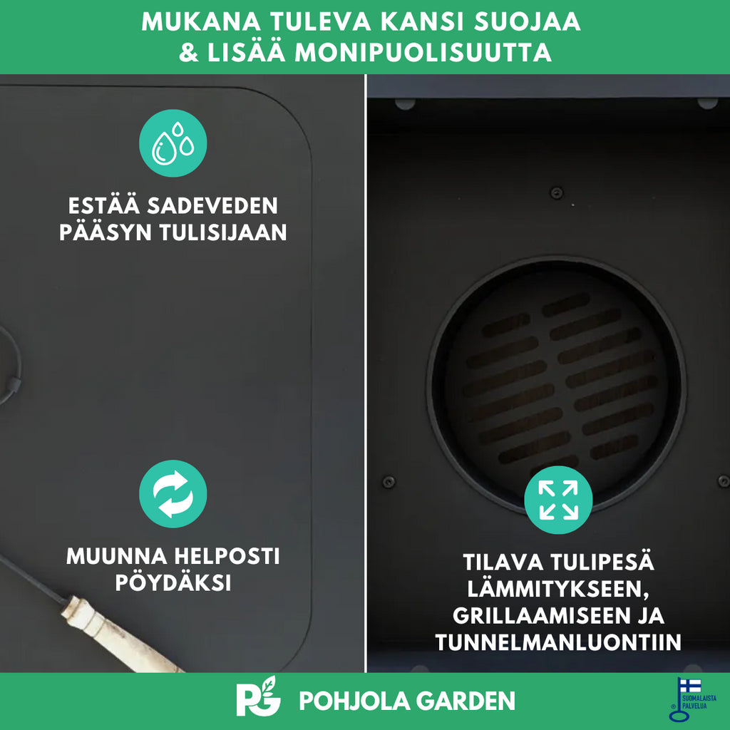 POHJOLA GARDEN Ulkotulisija Kannella 76 x 76 x 40 cm, musta