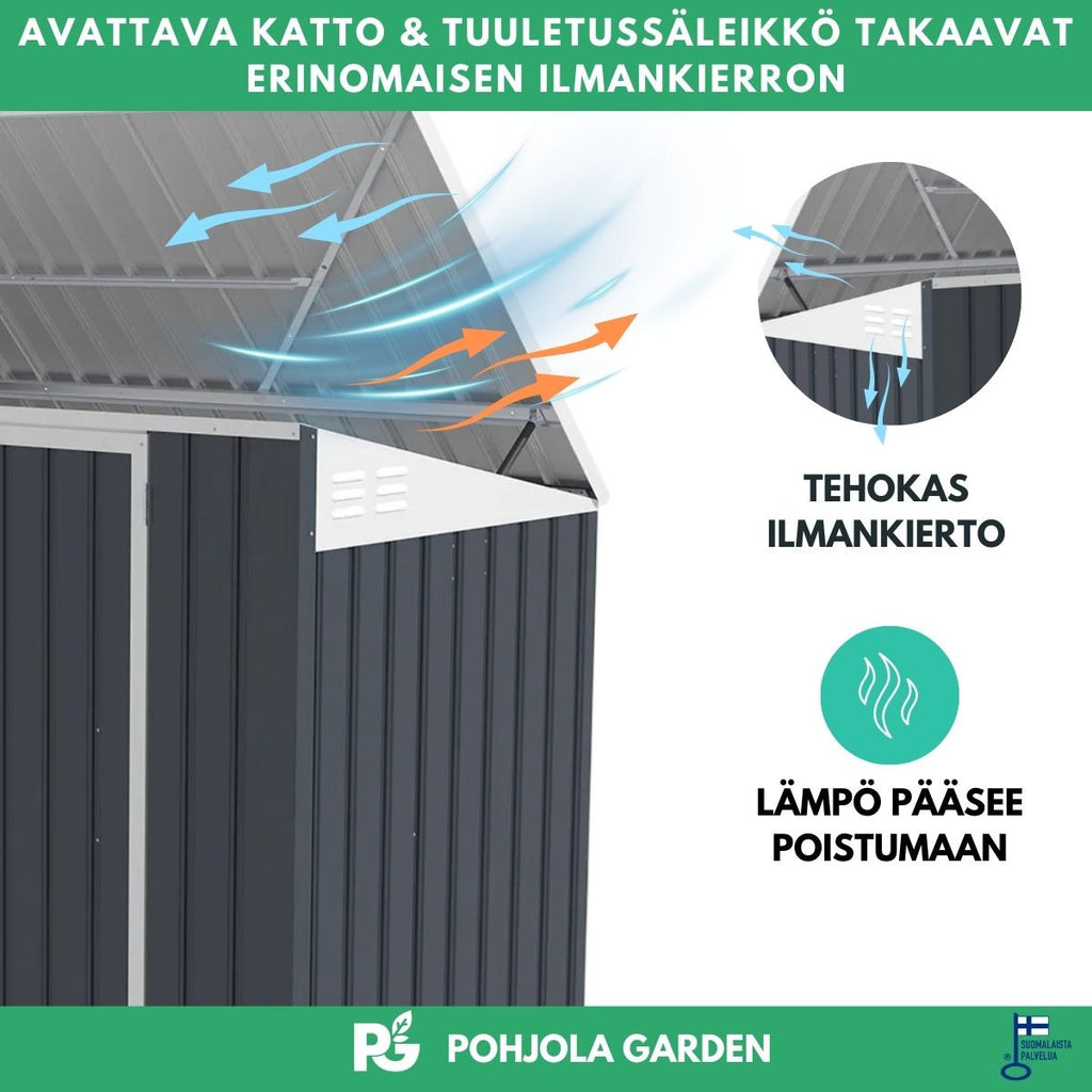 POHJOLA GARDEN Roskakatos XL 3 astialle, Teräslevy, 237 x 101 x 131 cm