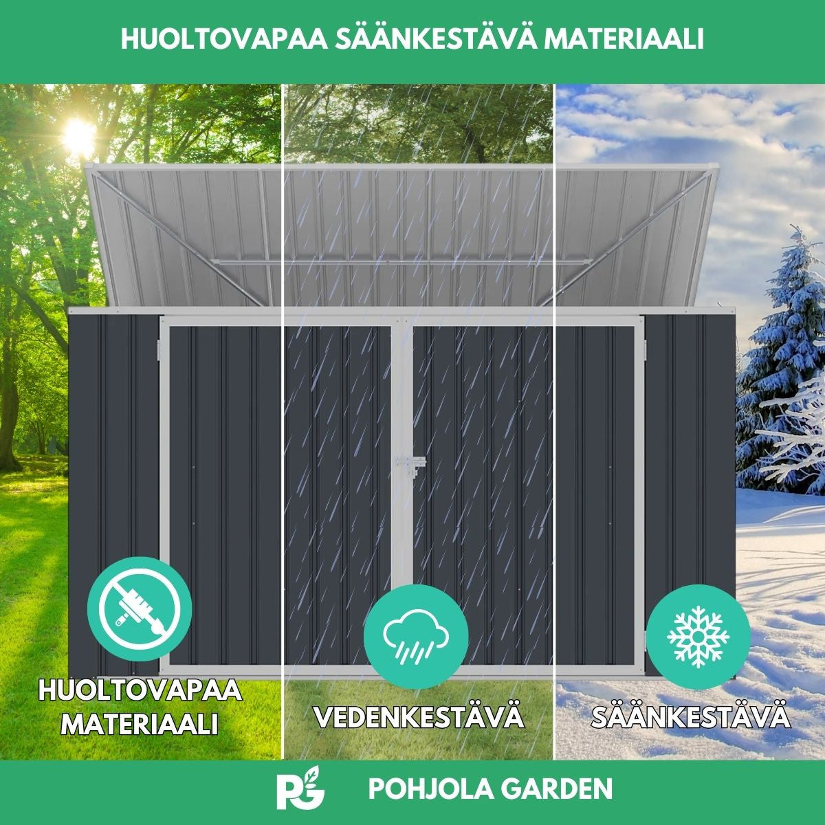 POHJOLA GARDEN Roskakatos 1 jäteastialle, Teräslevy, 98 x 101 x 131 cm