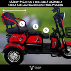 POHJOLA MOTORS Senioriskootteri 1000W etukorilla, 25km/h, 48V20AH, Punainen