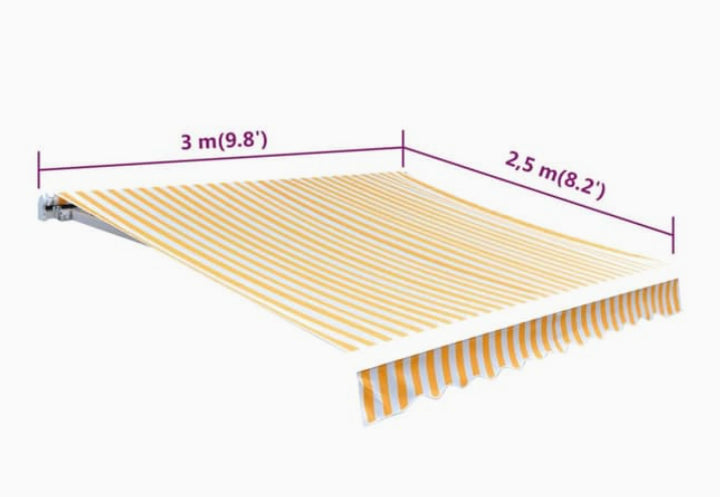 Markiisi-/aurinkovarjo auringonkukan keltainen/valkoinen 3x2,5m