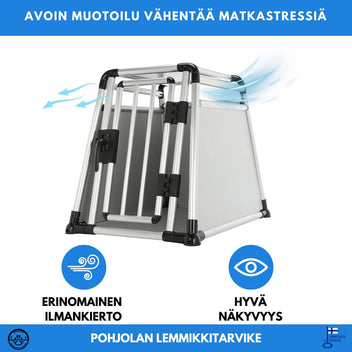 Hundbur 81 x 56 x 64 cm – aluminiumram, MDF-paneler, rundade rör