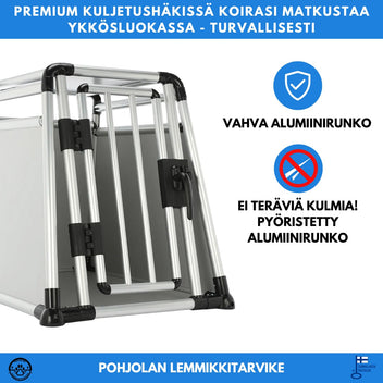 Hundbur 81 x 56 x 64 cm – aluminiumram, MDF-paneler, rundade rör