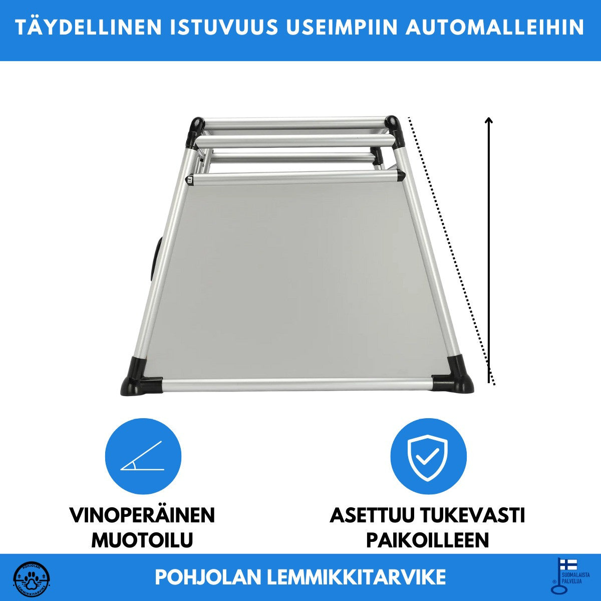 Alumiininen PREMIUM Koiran Kuljetushäkki 81 X 56 X 64 cm, Pyöristetyt Putket