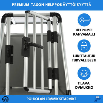 Hundbur 81 x 56 x 64 cm – aluminiumram, MDF-paneler, rundade rör