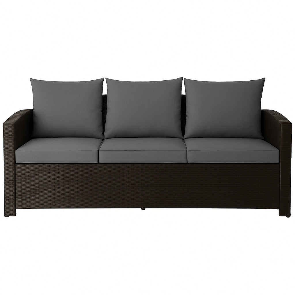 POHJOLA GARDEN Polyrottinki Ulkosohva 3-istuttava, musta/harmaa, 175x60x74, Emma