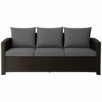 POHJOLA GARDEN Polyrottinki Ulkosohva 3-istuttava, musta/harmaa, 175x60x74, Emma